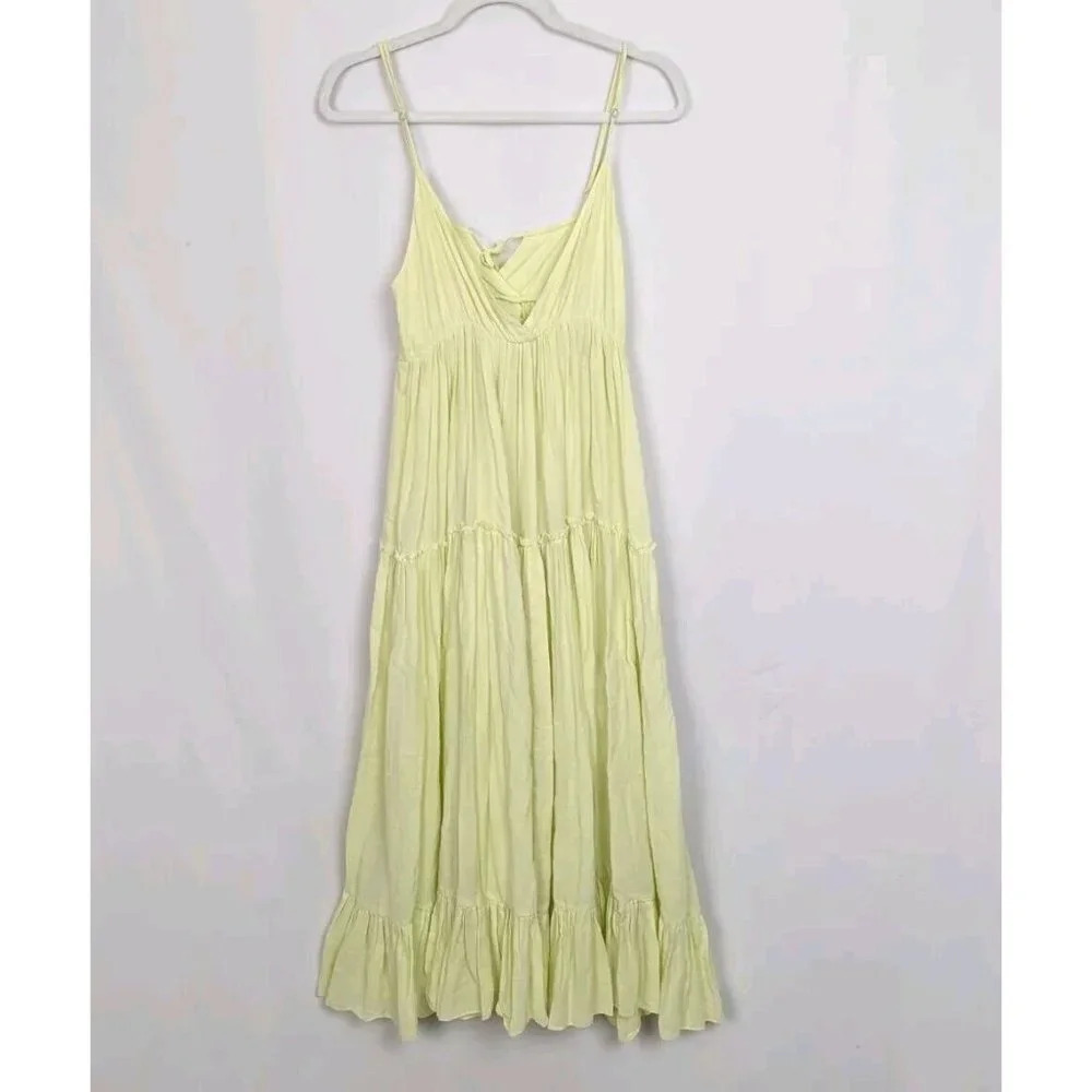 Loup Charmant S Carino Cotton Ruffled V Neck Midi Dress Tiered Layered Sundress